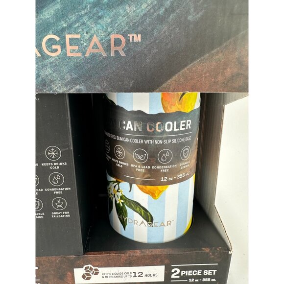 HydraGear Can Cooler Set 12 oz Stainless Steel Non-Slip Silicone Base SLIM & Reg - Picture 6 of 7